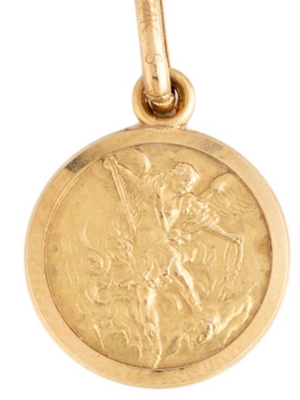 VINTAGE 14K 585 YELLOW GOLD ST MICHAEL RELIGIOUS CHARM